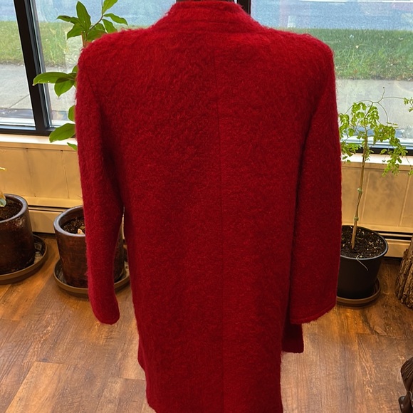 Luba I. Magnin VTG Long Wool Open Coat Rich Pink/Dark Cherry Wine Red - Picture 6 of 7